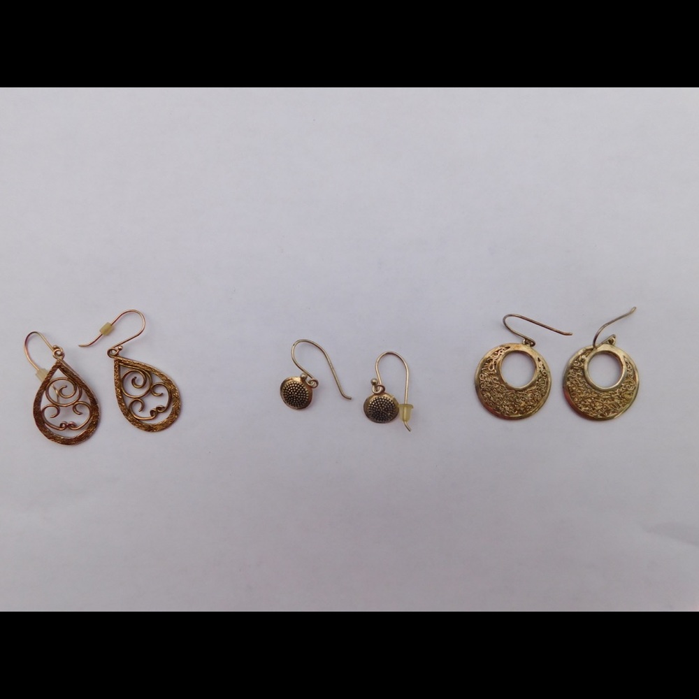 3 Piece Lot Silver Earrings.